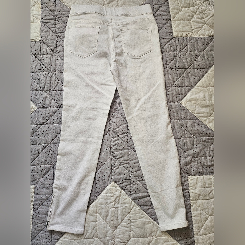 Martha Stewart Denim Ankle Jeans W/ Zipper Cuff White Pull-on Stretch - Picture 2 of 10